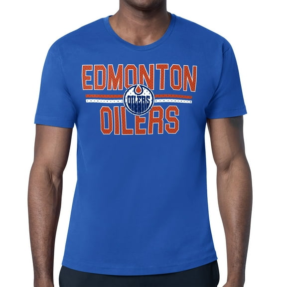Men's Starter Royal Edmonton Oilers Mesh Look Team Name T-Shirt