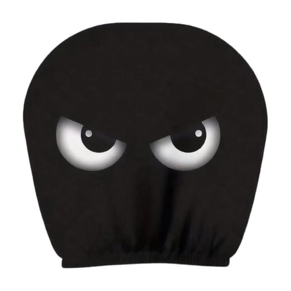 Funny Face Car Seat Headrest Cover, 10.24"x9.45", Black Stretch Fabric, 2 Pack, 3D Cartoon Print for Office Chair & Auto