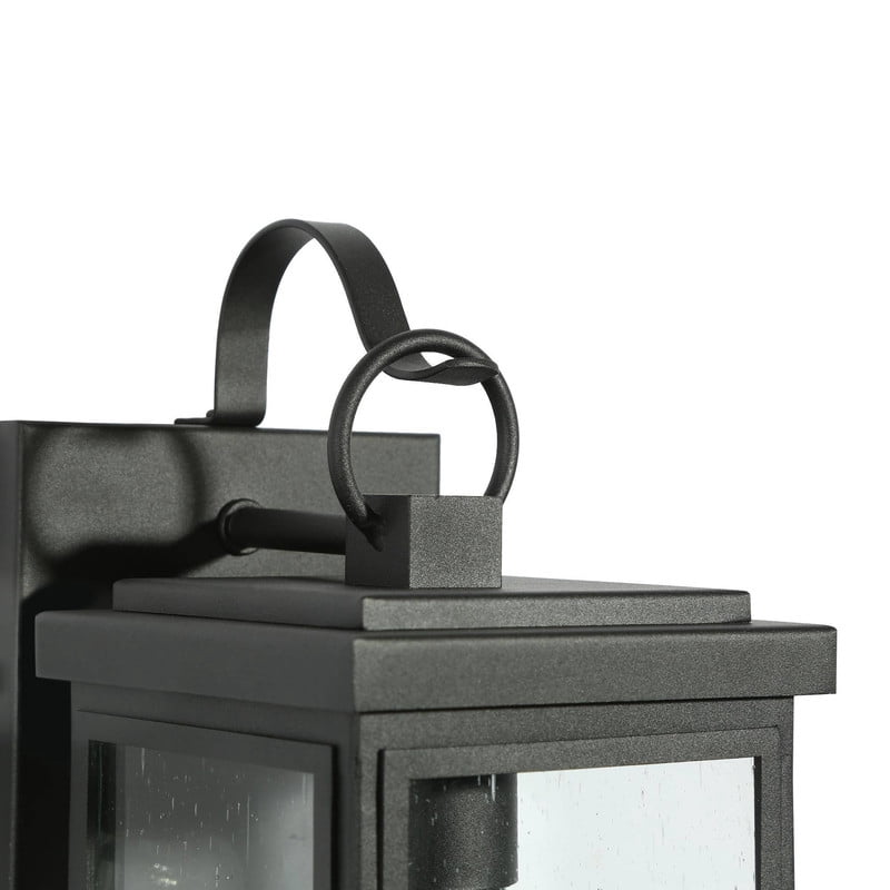 LNC Wonk 2-Pack 2-Light 12-in H Matte Black Clear Glass Rectangle Modern Outdoor Wall Light,12.2"H