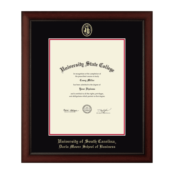 Framerly - USC Business Diploma Frame with Black and Red Mat
