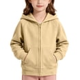 thumbnail image 5 of Zip Up Hoodie for Girls Long Sleeve Cotton Sweatshirt Jackets Solid Color,Full Zip Hoodie Jacket,Girls Sweatshirt,Front Pockets,Casual,Loose,Girls 2-13 Years,Daiy Wear, 5 of 7
