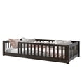thumbnail image 6 of Twin Size Floor Bed with Fence without Door, Rubber Wood Floor Bed with Safety Guardrails,Espresso, 6 of 9