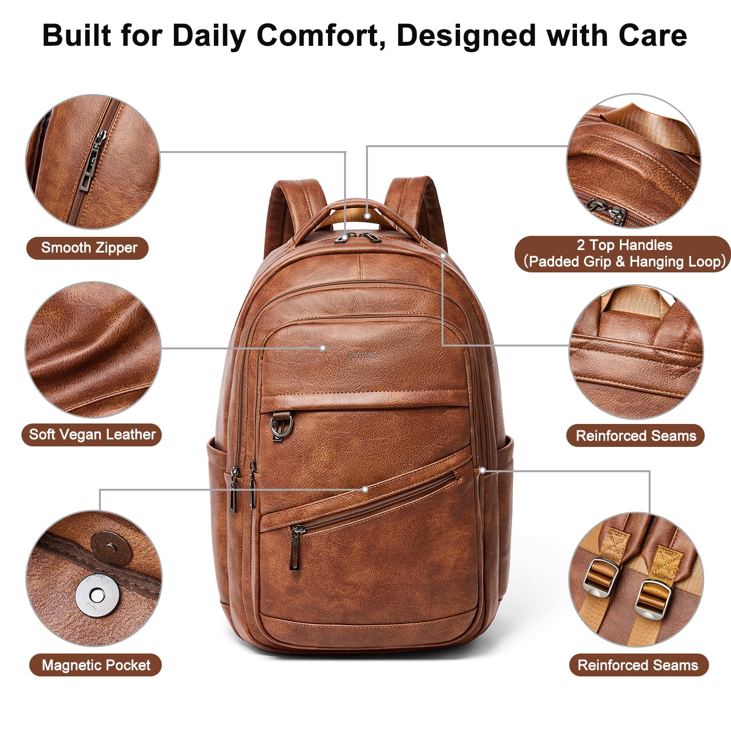 LATMAP Unisex 43L Backpack, Brwon