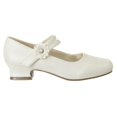 thumbnail image 2 of Josmo Girls Flower Mary Jane Dress Shoes. (Little Kids Big Kids)., Beige Pearl, 11, 2 of 8