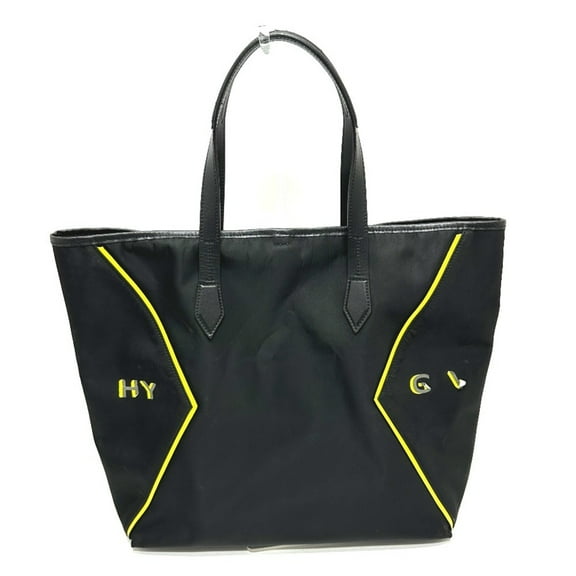 Pre-Owned GIVENCHY Logo Shoulder Bag Tote Leather Nylon Men's Women's Black (Fair)
