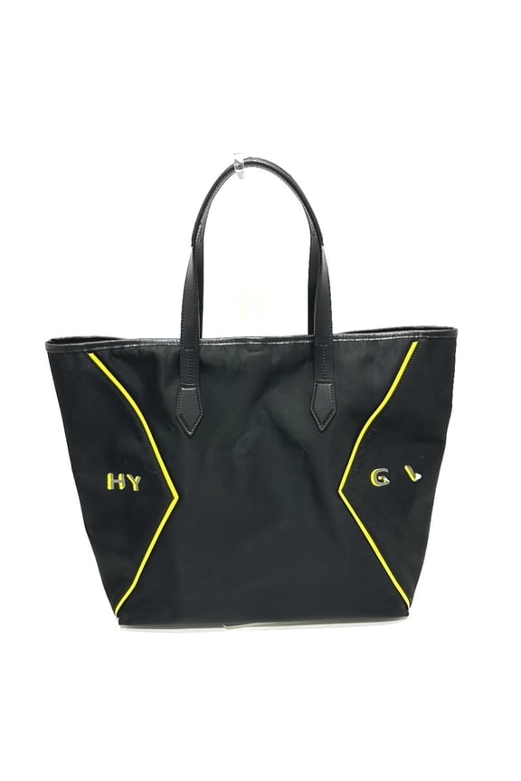 Pre-Owned GIVENCHY Logo Shoulder Bag Tote Leather Nylon Men's Women's Black (Fair)