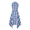 thumbnail image 4 of Linen Plaid Shirt Dresses for Women Summer Sleeveless Button Down Handkerchief Hem Flowy Beach Vacation Dresses, 4 of 5