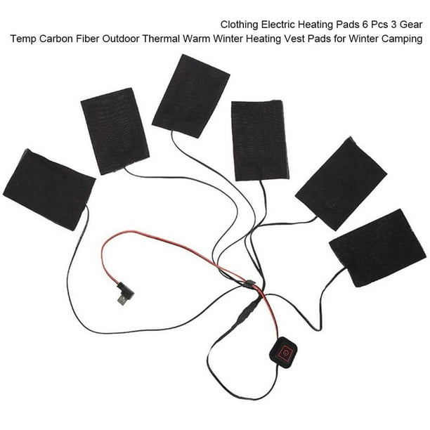 Almohadillas Térmicas Eléctricas Para Ropa, 6 Uds., 3 Velocidades, Fibra De Carbono, Al Aire Libre, Térmicas, Cálidas, Para Invierno, Chaleco Calefactor, Almohadillas Para Acampar En Invierno Methold HA023138-00