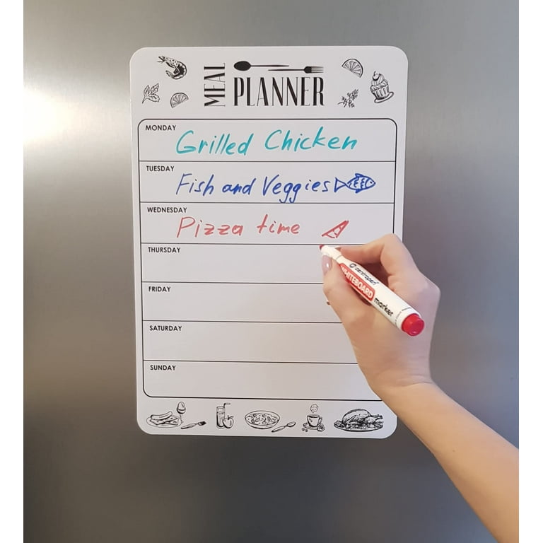 Dry Erase Magnetic Menu for Refrigerator A4 Size 8.5x12 inch Weekly Meal Planner