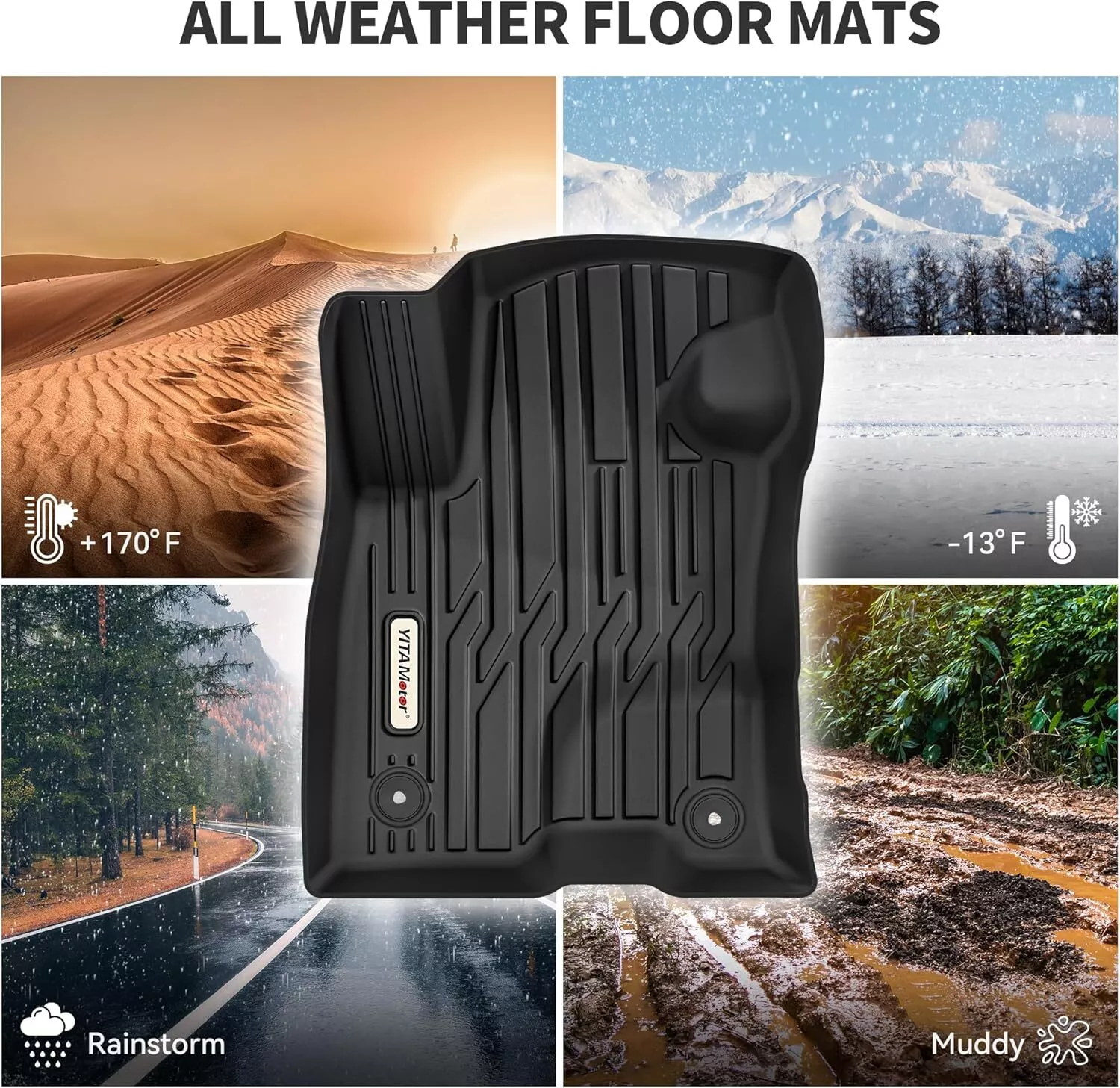 RVNI Floor Mats for 2022-2025 Ford Maverick Hybrid All-Weather TPE Front and Rear Row Floor Liners Fit Maverick Car Mats