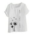 thumbnail image 4 of Homenesgenics Womens Tops under $5 Women Casual and Linen Round-Neck Tops Printed Short Sleeve Button T-shirt Blouse White L, 4 of 4