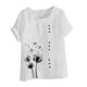 thumbnail image 4 of Vestidos Casuales Para Mujer, Blusas De Mujer De Moda Blusa informal de lino con cuello redondo, manga corta y botones para mujer, 4 of 4