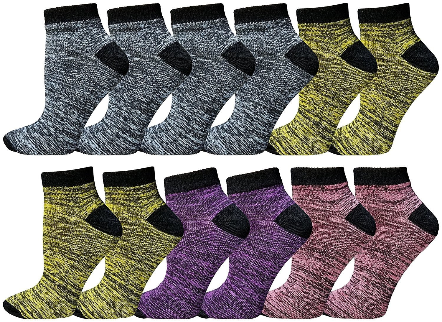 Cotton Ankle Socks for Women, 12 Pairs Bulk Pack, Low Cut Cute Colorful
