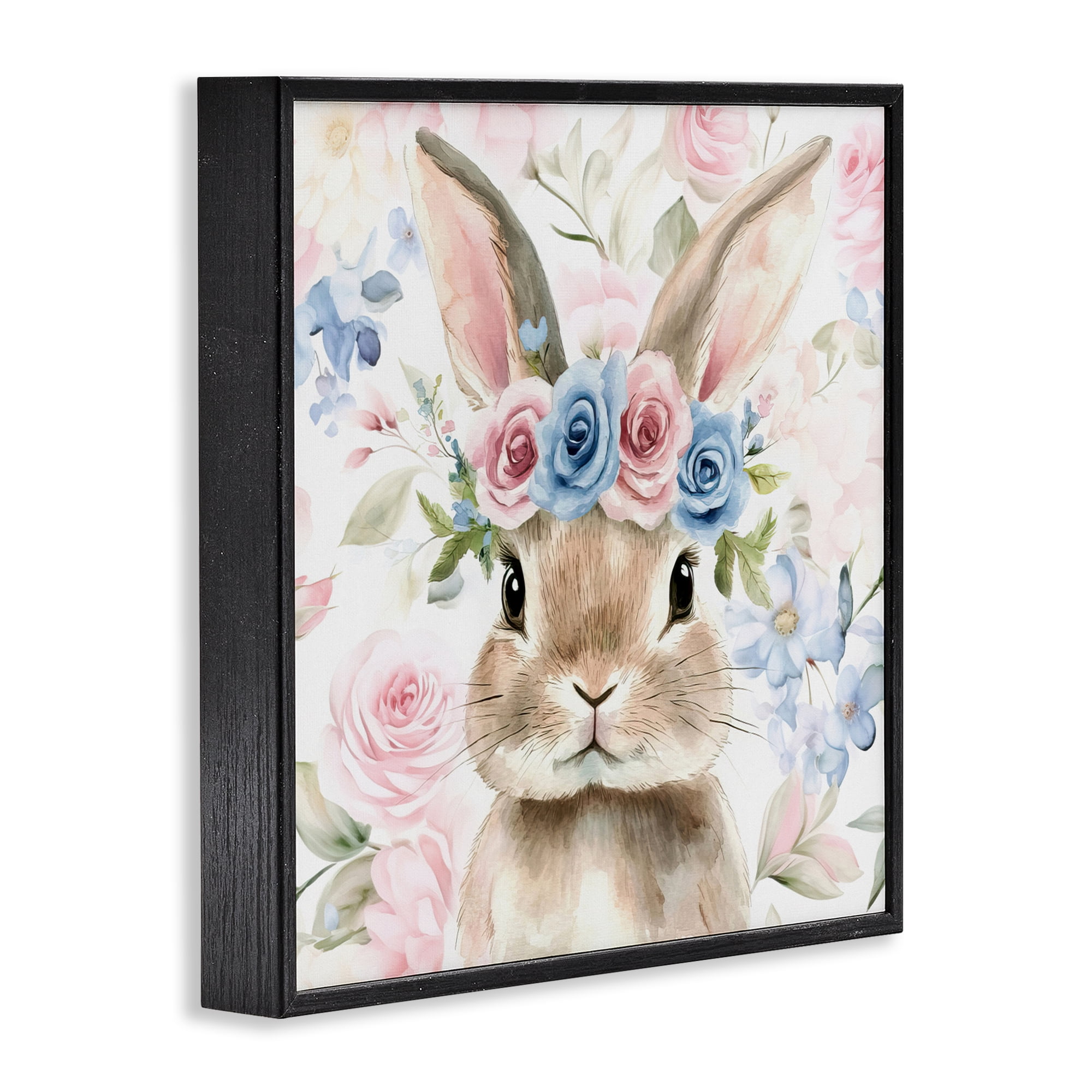 Stupell Industries Flower Power Bunny Black Framed Giclee Art, design by Tina LeCour