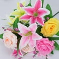 thumbnail image 4 of Artificial Flowers, Mixed Bush Grave Flowers 6.7 inch Memorial Flowers Artificial Cemetery Flowers Roses and Lily Bouquet for Outdoor Graveyard Garden Home Spring Decor, 4 of 5
