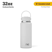 RTIC 32 oz Ceramic Lined Insulated Outback Water Bottle, Leak Resistant, Cool Grey