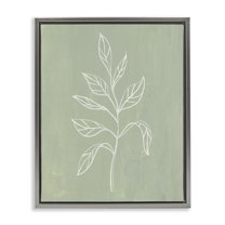 Stupell Industries Drooping Plant Leaves Plants & Flowers Painting Gray Floater Framed Canvas Art Print Wall Art, 17 x 21