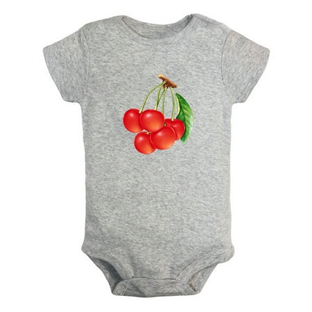 

Fruit Cherry Image Print Rompers For Babies Newborn Baby Unisex Bodysuits Infant Jumpsuits Toddler 0-24 Months Kids One-Piece Oufits (Gray 6-12 Months)