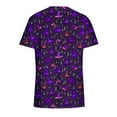 thumbnail image 3 of Shldybc Scrubs for Women Halloween Tops Skeleton Pumpkin Tops Blouse Ghost Print Uniforms & Scrubs for Women Nurse Stretchy Workwear Holiday Casual Tees Blouse Scrubs Tops with Pockets-Purple, 3 of 4