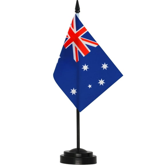 Anley Australia Deluxe Desk Flag Set - 6 in x 4 in Miniature Australian Desktop Flag