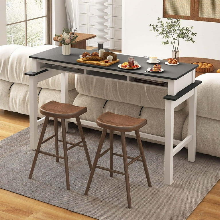 Costway Bar Table with Power Outlets Counter Height Table