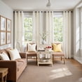 thumbnail image 4 of 2 Pack Linen Textured Curtains 84 inches Beige Bedroom Living Room Window Curtain Set Light Filtering Drapes Grommet Top 2 Panels, 4 of 9