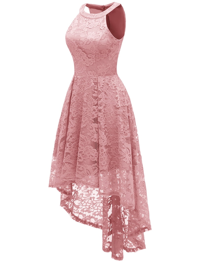 Market In The Box Women's Halter Hi-Lo Floral Christmas Lace Dress  Bridesmaid Party Cocktail Dresses - Walmart.com