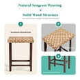 thumbnail image 4 of Set of 3 Handwoven Seagrass Bar Stools - 26.3" Height Adjustable, Solid Rubberwood Legs, 250lb Capacity , Rustic Counter Stools for Kitchen Island, 4 of 8