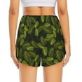 thumbnail image 3 of Picia Tropical Palm Leaves Fern Leaf Pattern Women's 2 in 1 Athletic Running Shorts High Waisted Workout Casual Gym Sweat Shorts with Comfy Liner Zipper Pockets-Large, 3 of 9