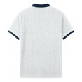 thumbnail image 4 of Men's Textured Knit Polo Shirt, Contrast Collar V Neck Short Sleeve Casual Top for Everyday Wear White, 4 of 5