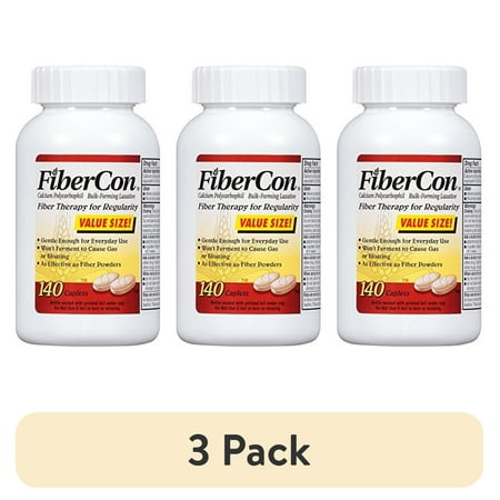 (3 pack) FiberCon Fiber Therapy for Regularity Supplement 140 Caplets
