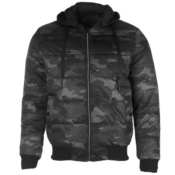 Maximos Men's Adam Zip Up Front Pocket Hooded Camouflage Jacket Black M