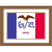 Iowa State 2x Matted 36x28 Large Gold Ornate Framed Art Print by The Flag Art Print Series