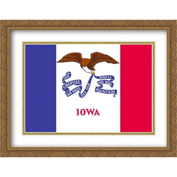 Iowa State 2x Matted 36x28 Large Gold Ornate Framed Art Print by The Flag Art Print Series