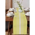 thumbnail image 2 of Yellow Beige Striped Short Table Runners 36 Inches, Cotton Linen Fabric Table Runner Dresser Scarf, Farmhouse Retro Lines Modern Tablerunner for Party/Kitchen/Dinner/Wedding Decor 13''x36'', 2 of 7