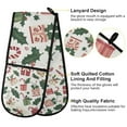 thumbnail image 2 of Yayeee Double Oven Mitt Kitchen Heat Resistant Baking 35" x7" Quilted Glove, White Christmas Holly, 2 of 6