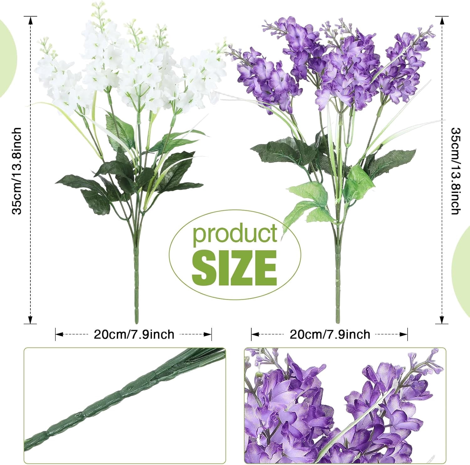12 Pcs Artificial Flowers Outdoor, 14'' Fake Silk Hyacinth Flowers UV Resistant Bulk for Wedding Home Garden Offices Spring Summer Decor Floral Arrangement(Light Purple,Purple,White)