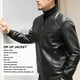 thumbnail image 3 of Chamarra de Piel Sintética ANGGREK Para Hombre Con Cuello Alto Cierre de Cremallera Bolsillo Inclinado Ribete de puño, 3 of 7