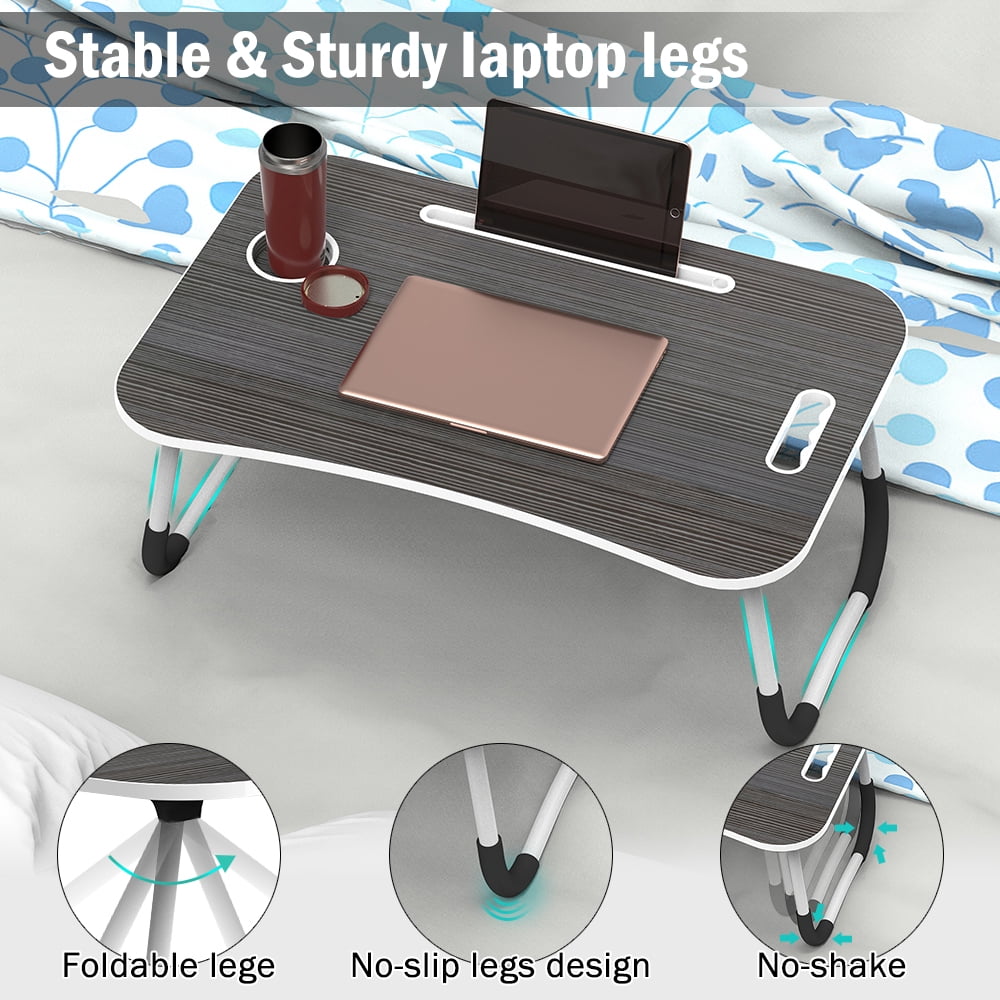 Fold Lap Desk for Kid, Portable Laptop Bed Tray with Legs, Small Lazy  Laptop Bed Table with iPad Slots, White Laptop Table for Adults/Students,  Eating Working Gaming Desk for Couch/Sofa/Floor, HJ1825 