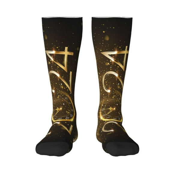 Wukai 2024 Happy New Year for Contrast Color Stockings, Sports Fitness Adult Long Socks, Unisex