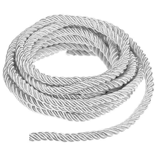 Uxcell Cuerda Trenzada Suave de 5 Yardas, 8 mm/0.31 in Cuerda de Seda de Poliéster Blanca para Manualidades de Bricolaje