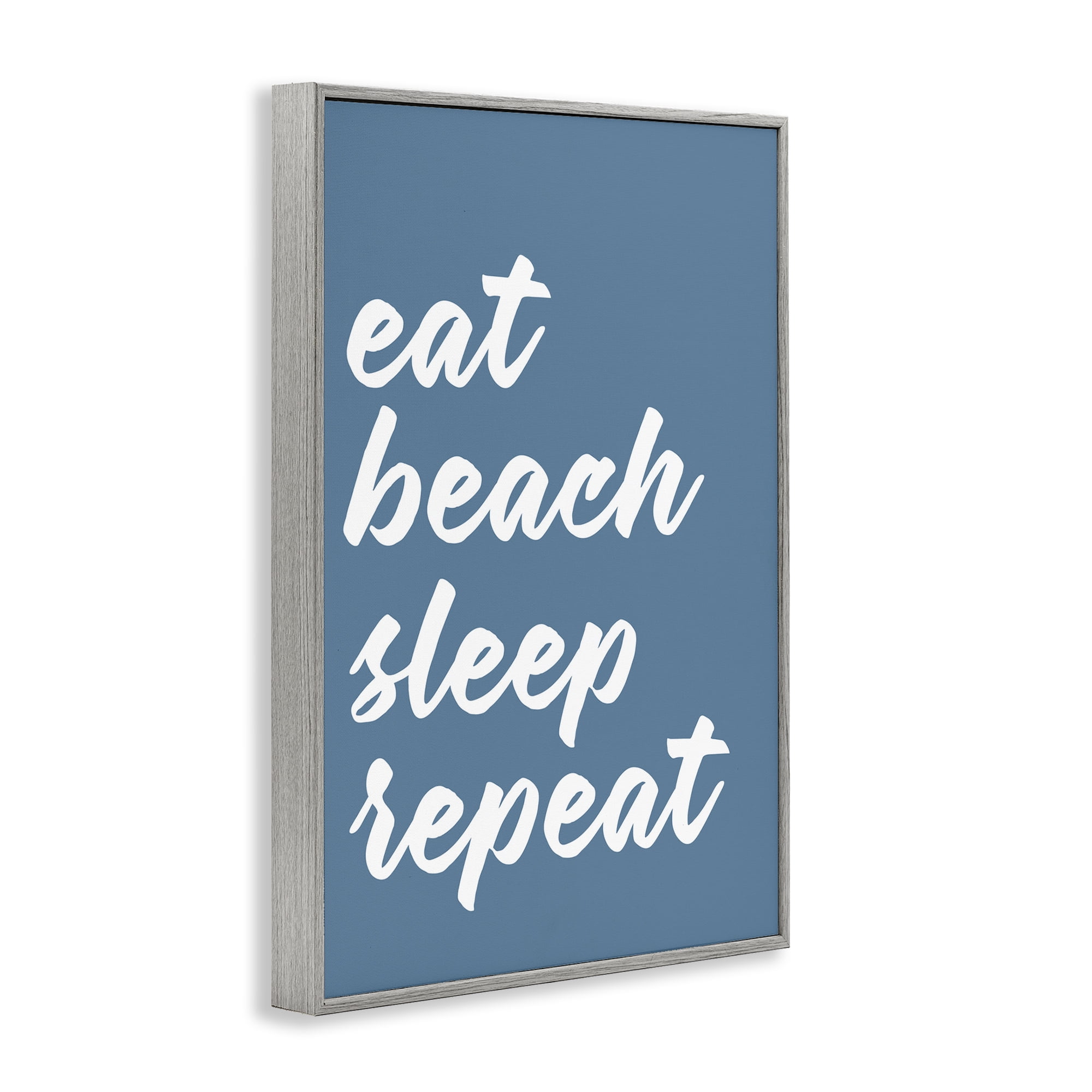 Stupell Industries Beach Repeat List Typography Painting Gray Framed Art Print Wall Art, 12 x 18