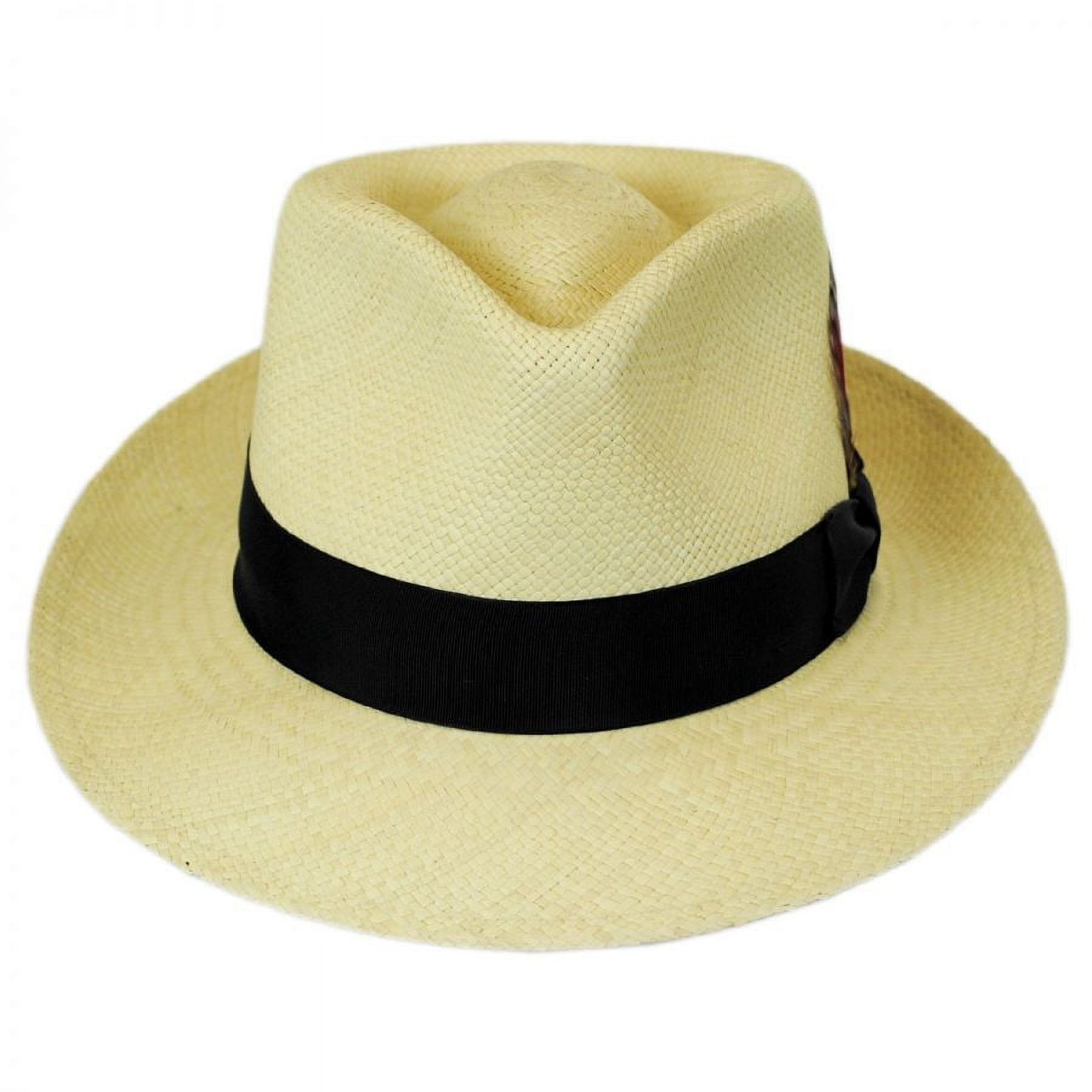 Stain Repellent Panama Straw C-Crown Fedora Hat - XXL - Natural - image 2 of 4