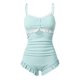 thumbnail image 2 of Gibobby Trajes de Baño Mujer Traje de baño de aguas termales ajustado con volantes sin espalda hueca de color sólido para mujer(Verde,Talla única), 2 of 4