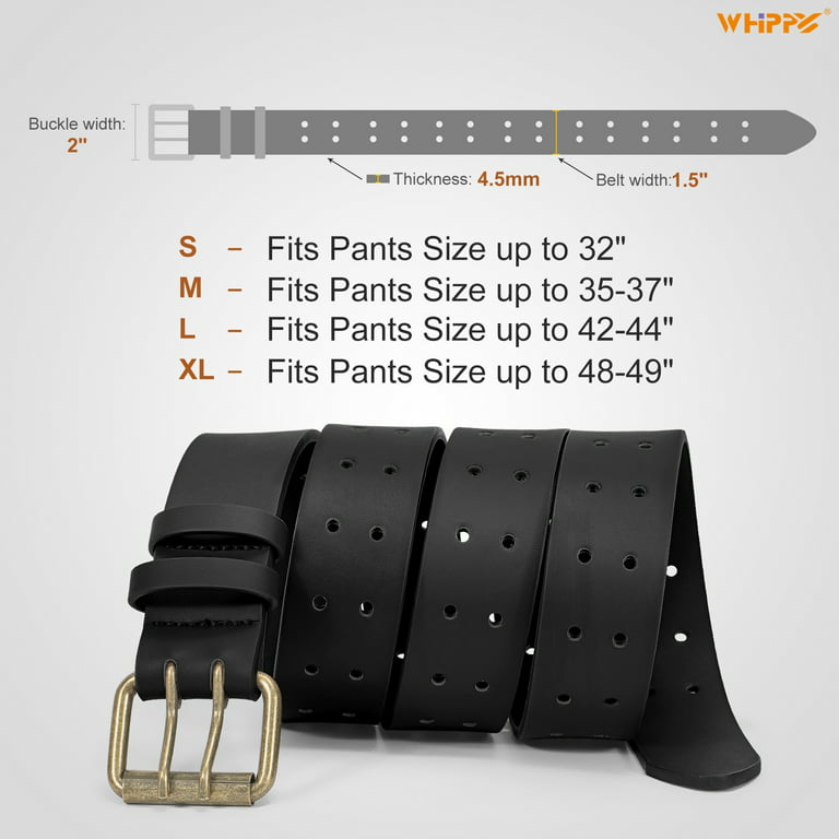 WHIPPY Double Prong Leather Belt for Men Women, Heavy Duty Leather Belt for  Jeans