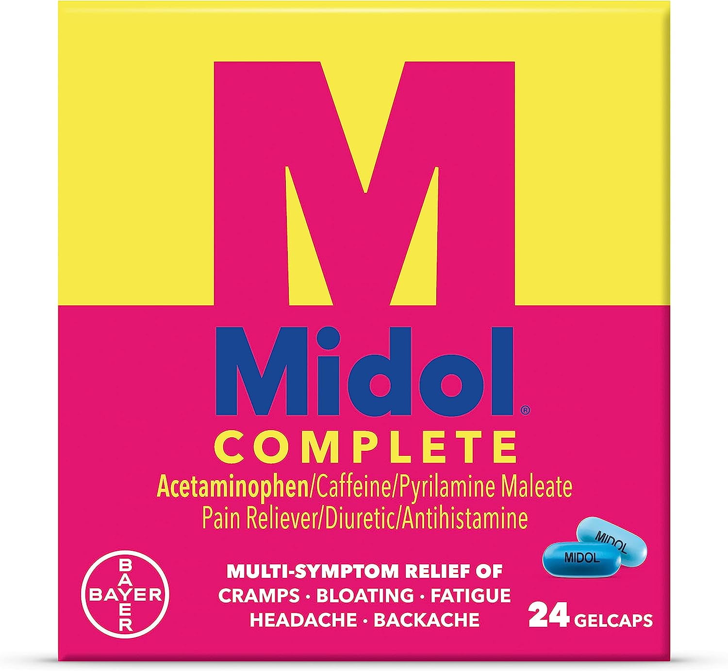 Midol Complete Acetaminophen Menstrual Pain Reliever Gelcaps, 24 Ct, 3