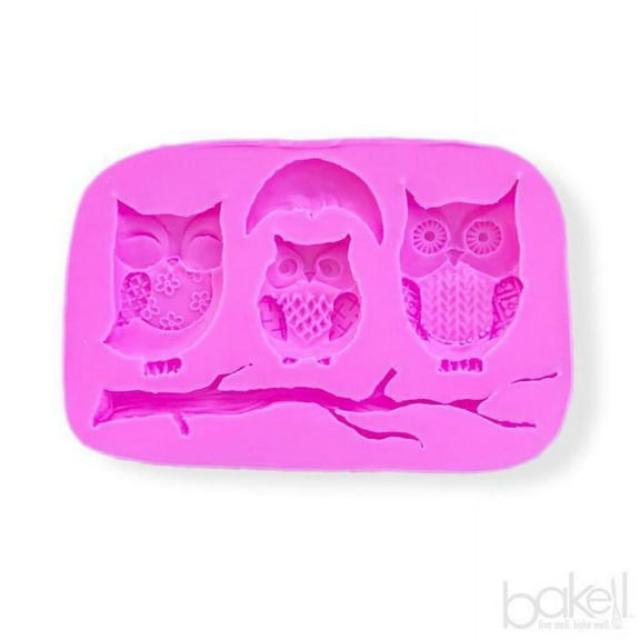 3 Owls "Sitting on Branch" Silicone Mold, 4 x 2.5/8 Inches | Bakell