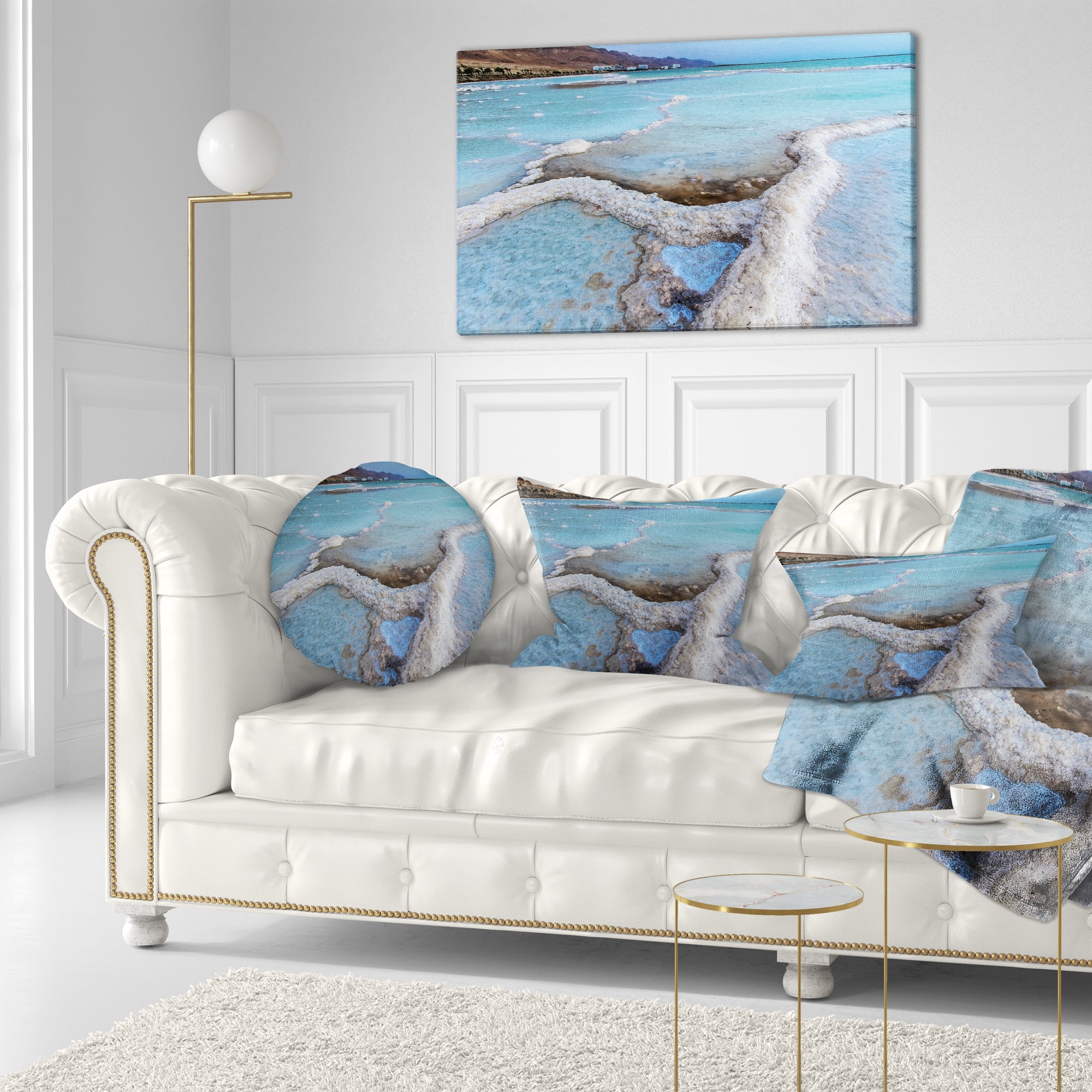 Designart Beautiful Coast of the Dead Sea - Beach Throw Pillow - 12x20