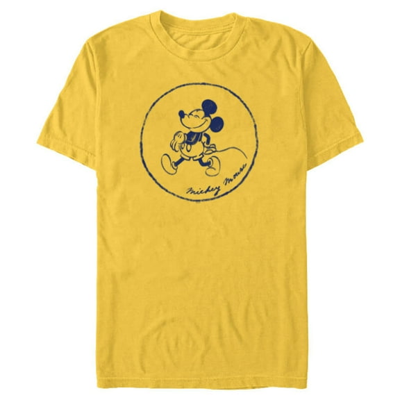 Disney Mickey Mouse Retro Vintage Walking in a Circle - Short Sleeve Blended T-Shirt for Adults - Customized-Yellow