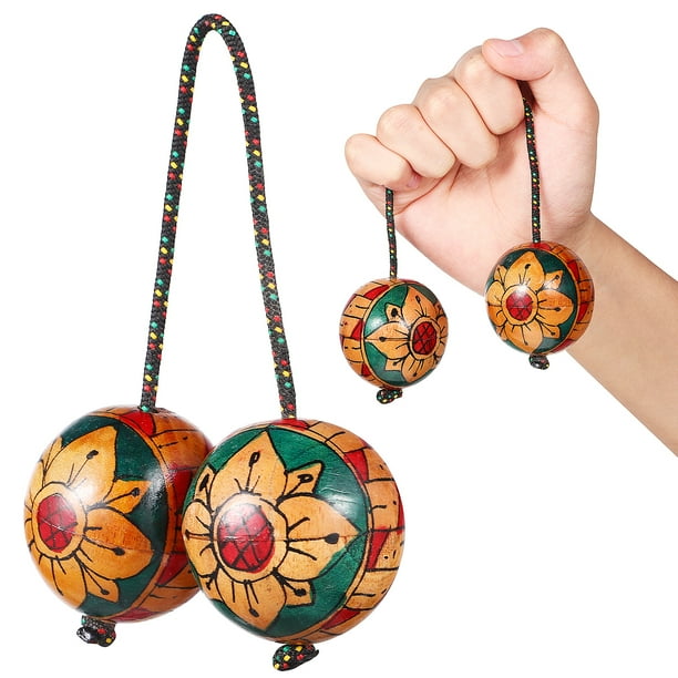 Bola rítmica Aslatua de madera, sonaja africana, bola para agitar con la mano